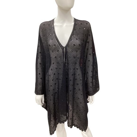 St. John Evening By Marie Gray Cover Up Women’s 1 Size Open Knit Poncho Sequins - Picture 1 of 8